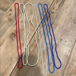 Vintage red, white and blue Beaded Necklaces Set of 6